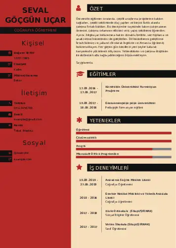 Coğrafya Öğretmeni CV Örnekleri cv indir